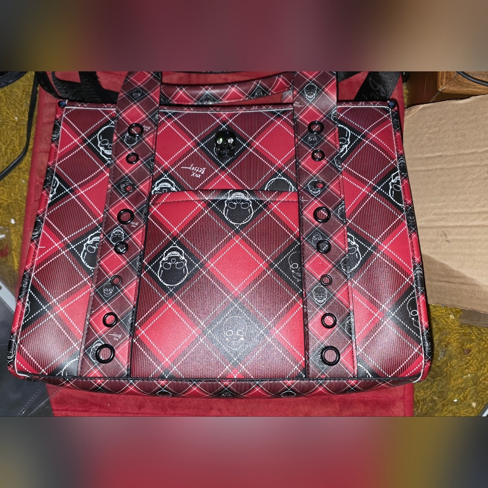 Betsey Johnson Red and Black Plaid Backpack